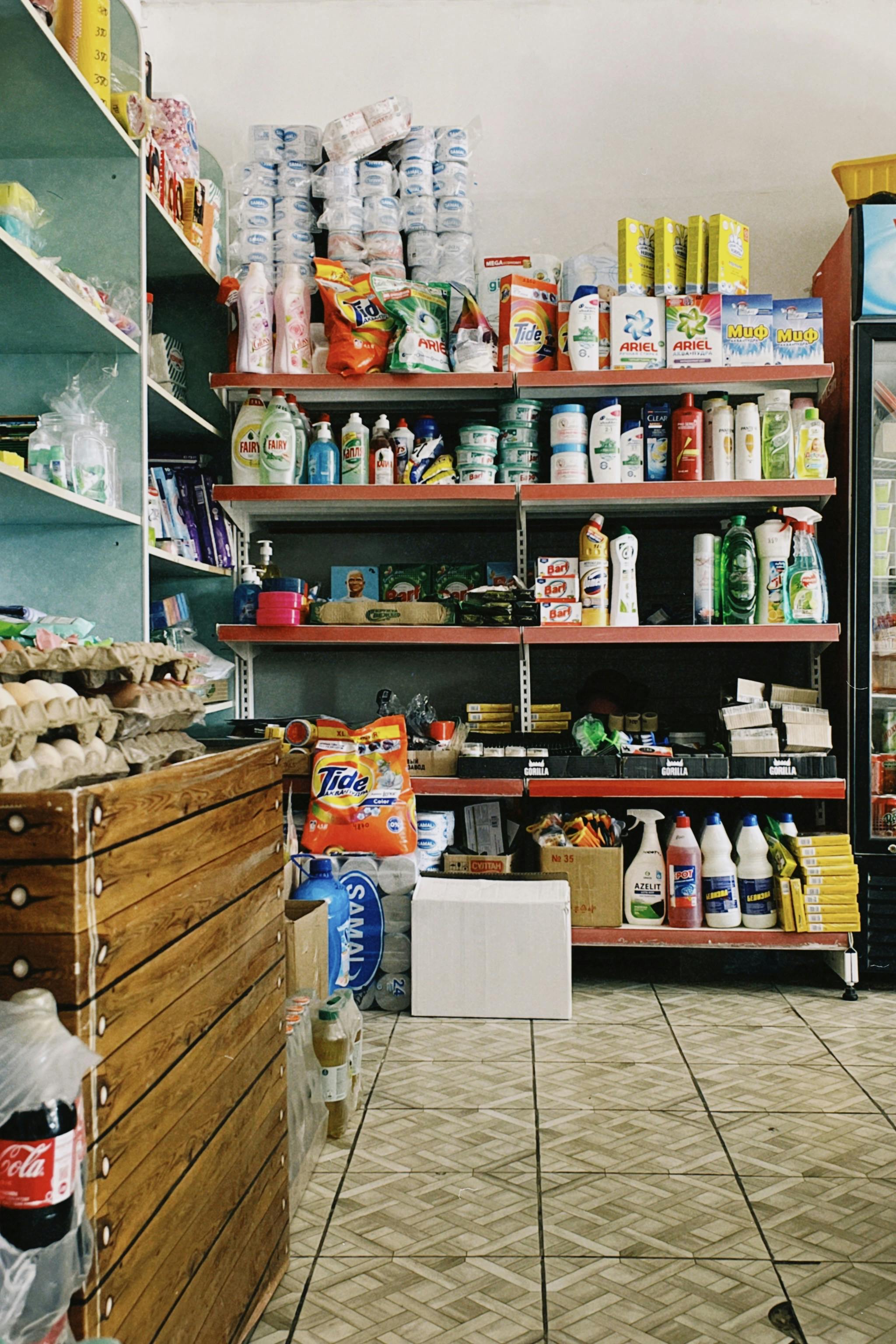 Daily use home products arranged neatly